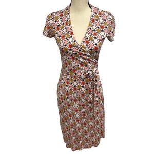 Boden Pink and Orange Geometric Midi Dress